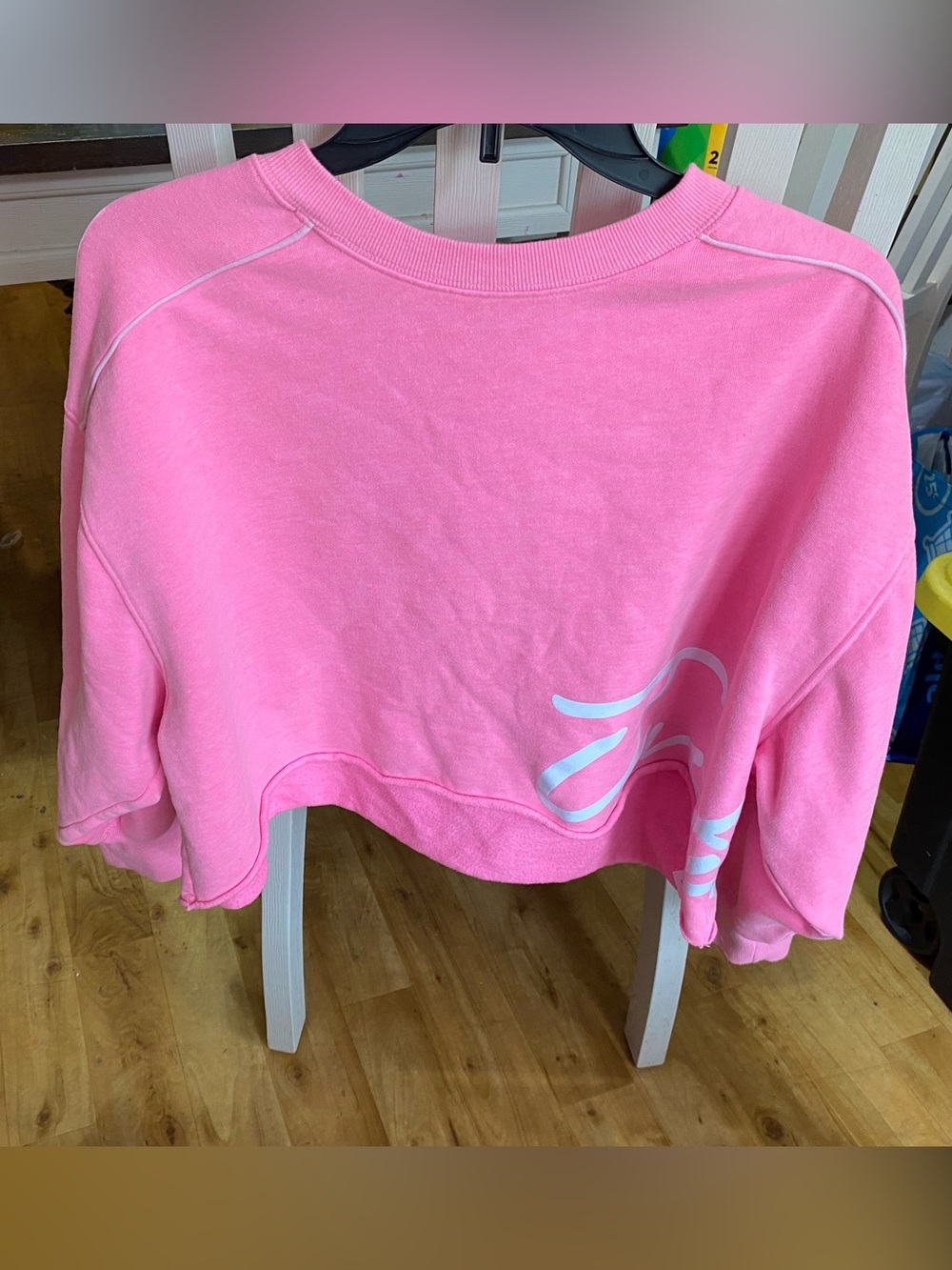 Justice Pink Cropped Sweatshirt with White Accent